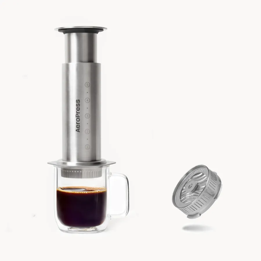 aeropress-bundles-steel-kaffeezubereiter-silber-edelstahl image 1