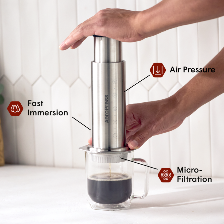 aeropress-bundles-steel-kaffeezubereiter-silber-edelstahl image 2