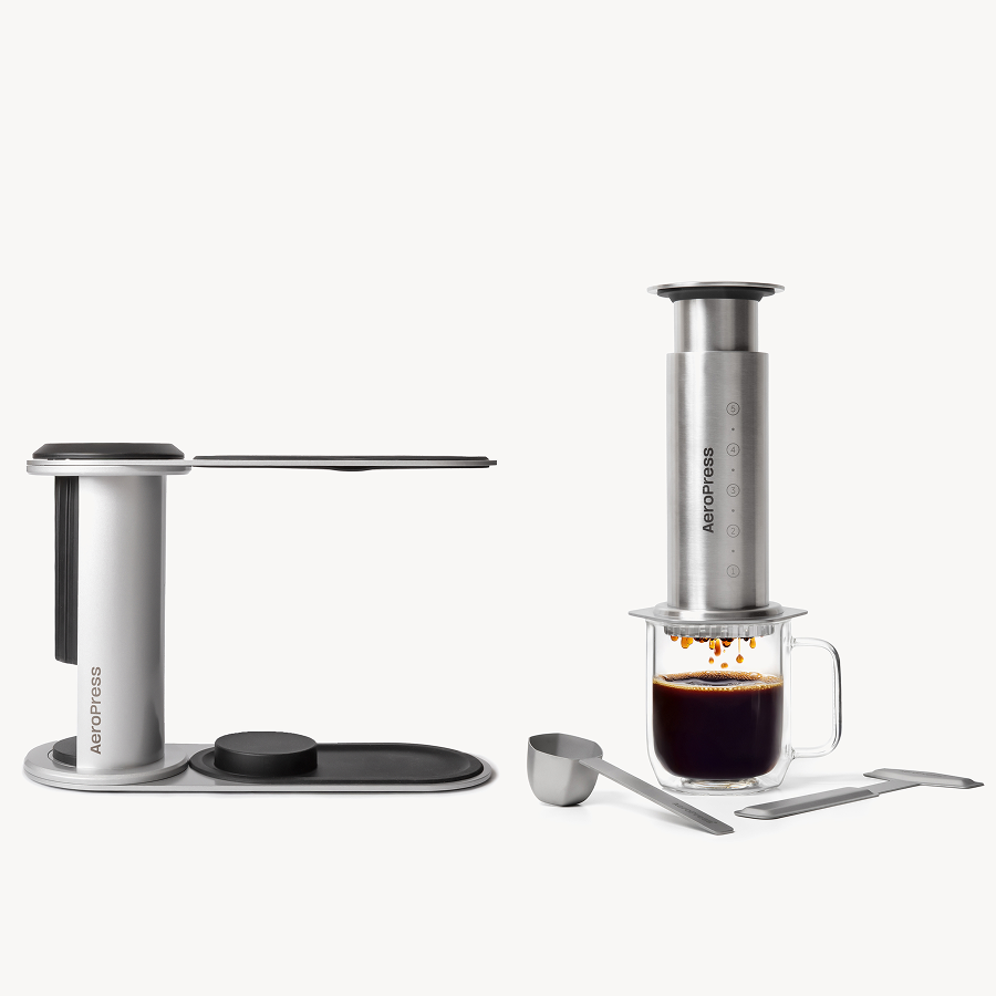 aeropress-bundles-coffee-station-kaffeebereiter-edelstahl-silber image 1