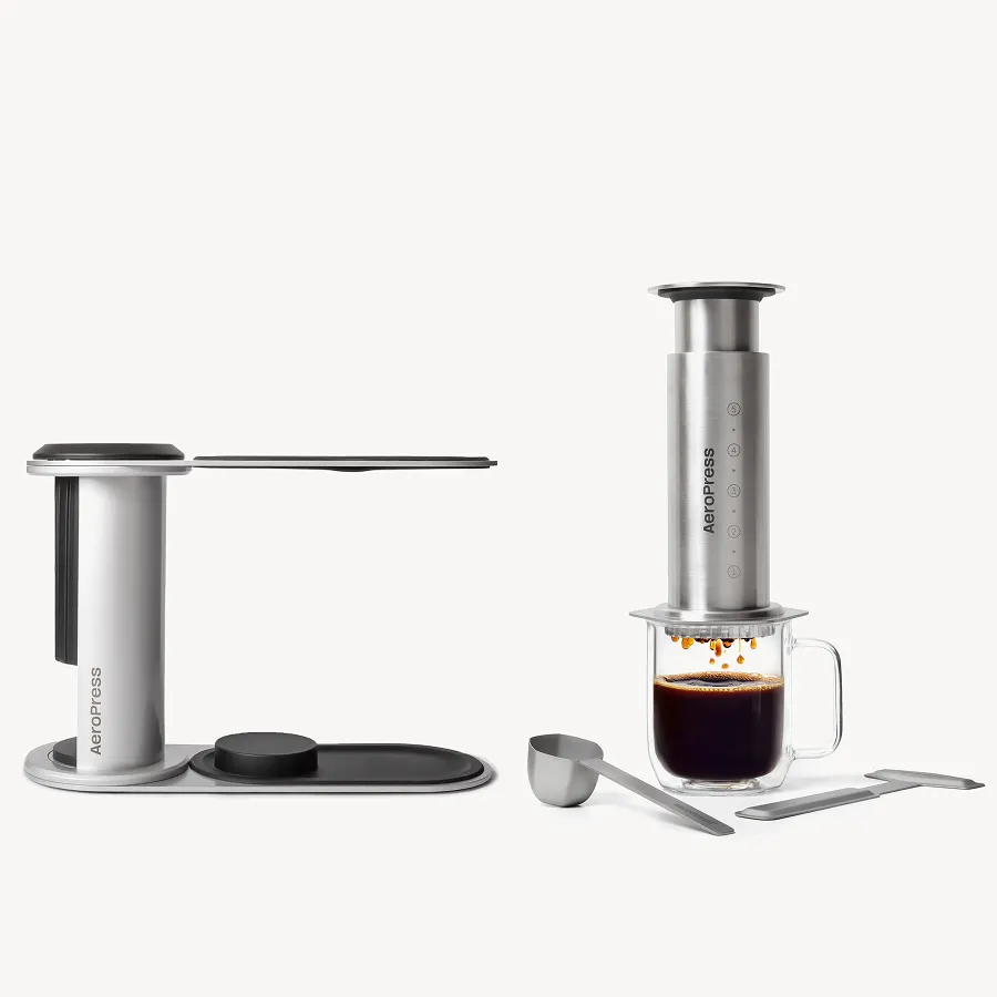 aeropress-bundles-coffee-station-kaffeebereiter-edelstahl-silber image 1